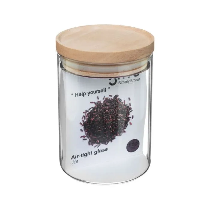 Bocaux de rangement en verre et bois couvercle hermétique Atmosphera - Bocal hermétique 0.6 Litre-3