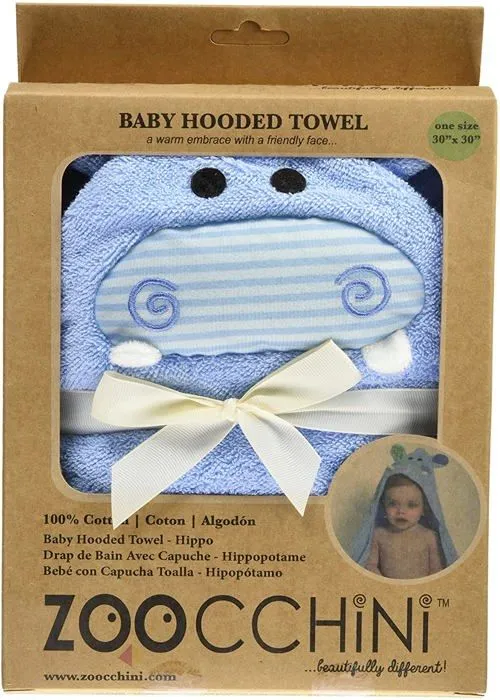 Sortie de bain - poncho de bain Zoocchini - 152 - Serviette de Bain Bebe Motif Henry L'Hippo-1