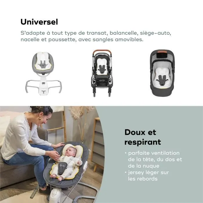 Babymoov Réducteur Nouveau-né Universel Cosymorpho, Tissu Respirant, De 0 à 6 mois, Fresh Smokey-4