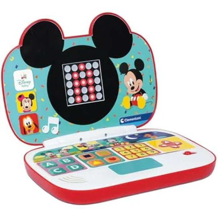 Clementoni - Disney Baby Mickey-Mon Premier Ordinateur Portable, Centre Informatique éducatif électronique, Portable, activités-0