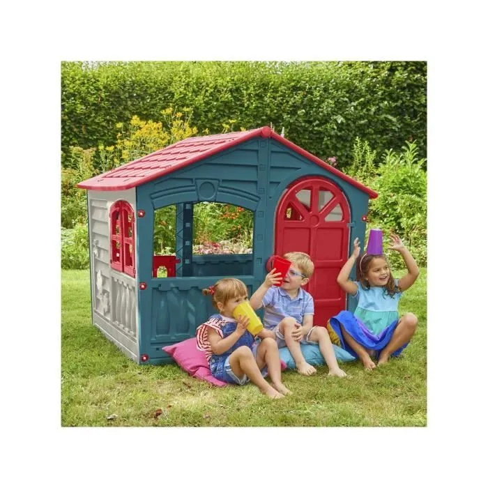 Cabane enfant en plastique  "FUN" - 140 x 111 x 115 cm - Bleu-1