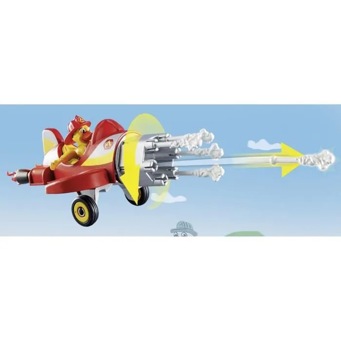 PLAYMOBIL - 70911 - DUCK ON CALL - Camion de pompier avec échelle extensible et avion détachable-4