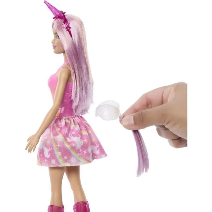 Barbie-Poupées Licorne avec cheveux fantaisie et tenues effet dégradé HRR13-2
