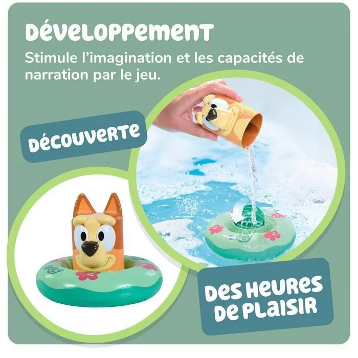 Jouet de bain - Bluey - Bouée de Bain - Roue à eau tournante - Gobelets verseurs - 3 pièces-4