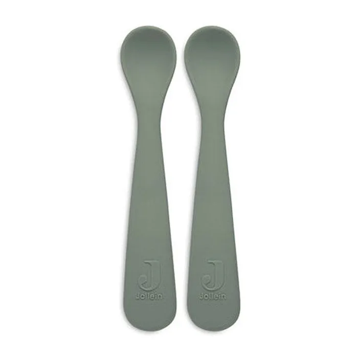 Cuillère bébé souple en silicone - JOLLEIN - Vert - A partir de 6 mois-0