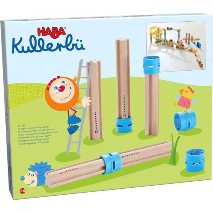 HABA - Colonnes d'extension de piste à billes bleu - 10 pièces-2