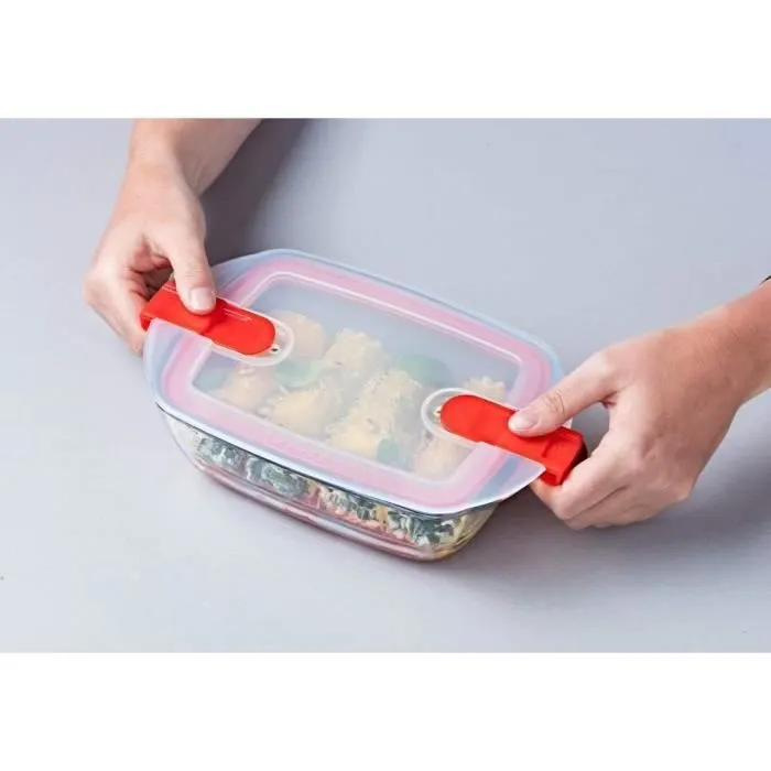 Boîte rectangulaire avec couvercle - PYREX - 1451025 - 28 x 20 cm - 2,5 L - Cook & Heat - Base en verre borosilicate-7