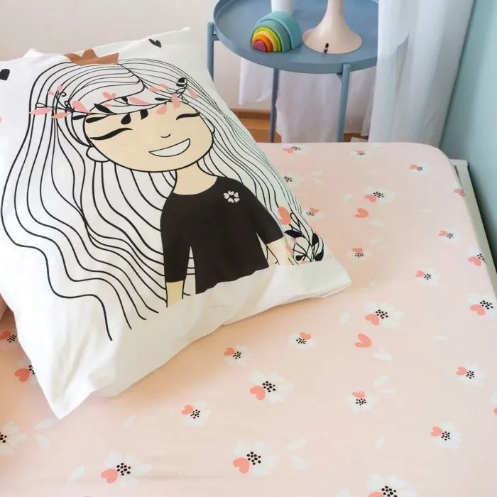 COTE DECO KIDS Parure de lit enfant - motif Princesse - 100% coton - housse de couette 140x200 cm + 1 taie d'oreiller 63x63 cm-2