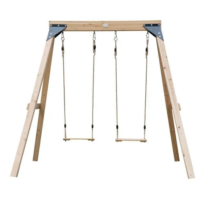 Balançoire Double en Bois Marron AXI Yuna - Bois FSC - 2 sièges de balançoire en bois-1