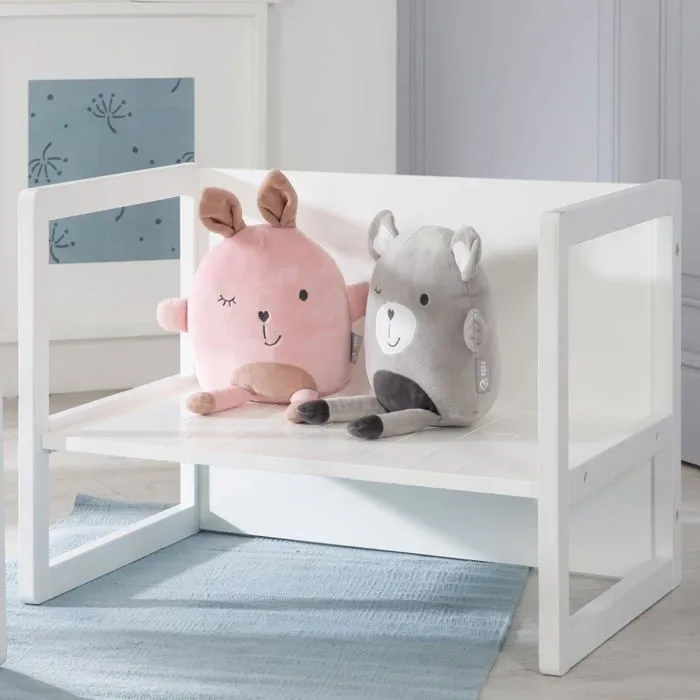 ROBA Banquette Enfant Réglable sur 2 Hauteurs d'Assise - Convertible en Table - Style Campagne - Blanc-1