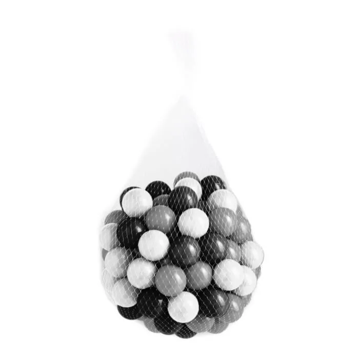Lot de 2 sacs de 100 balles de jeu ou de piscine indéformables - Noir, Gris, Blanc - Monsieur Bébé-3