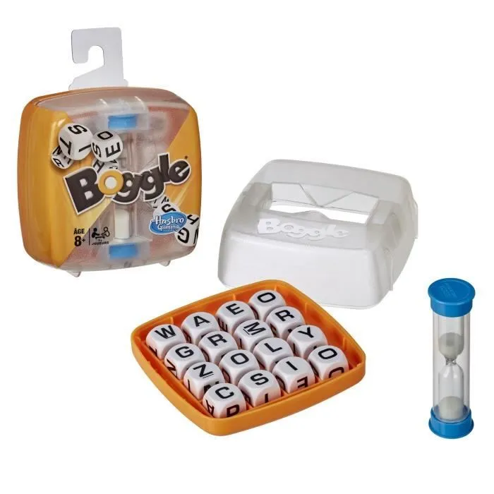 Boggle, Jeu de société de voyage, Jeu de réflexion rapide pour petits et grands, Hasbro Gaming, Dès 8 ans-0