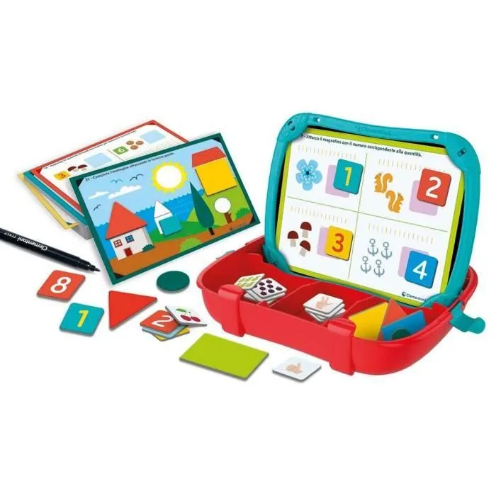 Mallette Magnétique Éducative - Clementoni - Nombres et Formes - 3-6 Ans - Aimants Colorés - Cahier-1