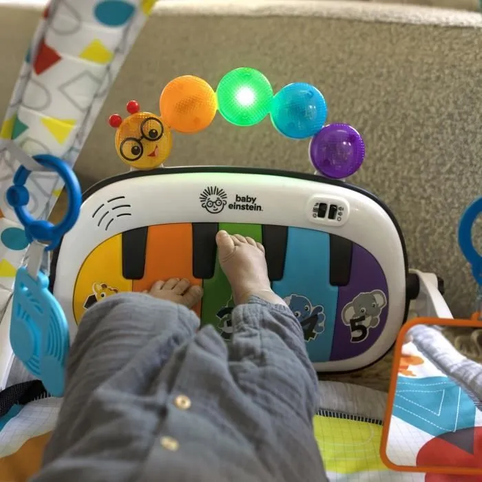 BABY EINSTEIN Tapis de sol éveil bébé évolutif 4-en-1 - Kickin’ Tunes - Jouet piano amovible, arche, jouets sensoriels, multilingue-4