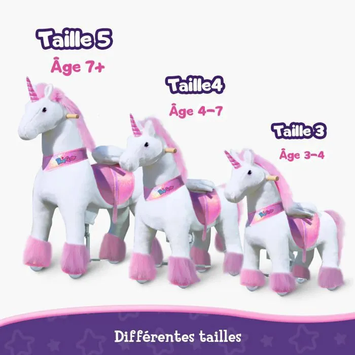PonyCycle Modèle U à enfourcher Animal qui marche Peluche licorne rose à roulettes avec frein Taille 3 pour les 3-4 ans Ux302-4