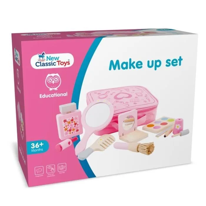 New Classic Toys Mallette de maquillage factice en bois - 18290 - Rose-3
