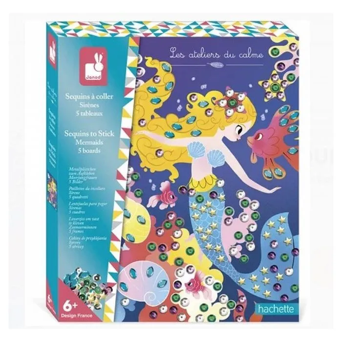 Kit loisir créatif enfant - JANOD - Sequins à coller sirènes - Bleu - Mixte - Dès 6 ans-1