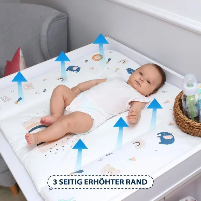 Matelas à langer lavable 85 x 75 cm Doux - Pour table à langer, commode à langer, lit d'enfant Motif Arc-en-ciel-3