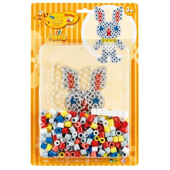 Blister perles MAXI GM Lapin - Hama - Jeu créatif - Multicolore - Mixte - A partir de 3 ans-0