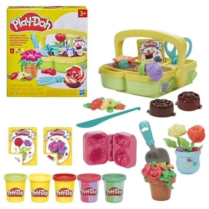 Play-Doh Mon jardin de fleurs, coffret de pâte à modeler inspiré du jardinage et de la nature, loisirs créatifs pour enfants, dès 3-0