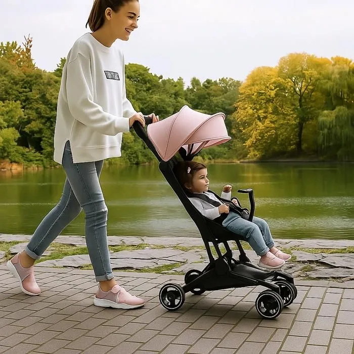 Poussette Canne BEBE2LUXE PIKO Ultra Compacte et légère Cabine Avion (noir)-2