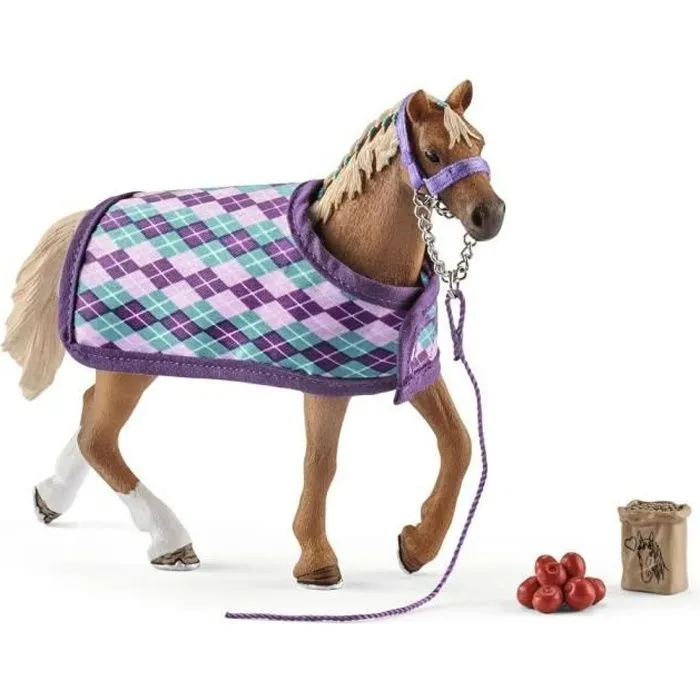 Figurine SCHLEICH - Cheval Pur-sang anglais avec couverture-0