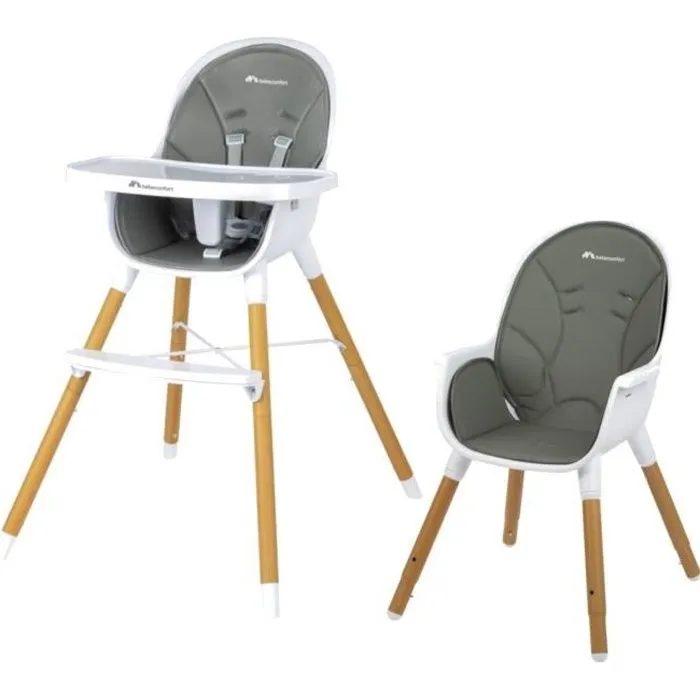 BEBECONFORT AVISTA Chaise haute évolutive, Dès 6 mois jusqu' à 6 ans (30 kg), se transforme en petite chaise enfant, Warm Grey-0