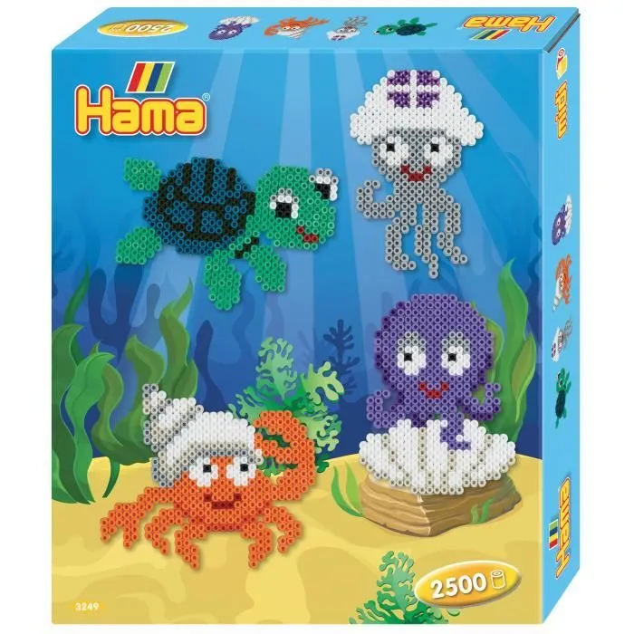Coffret HAMA Les Animaux Marins - 2500 perles à repasser taille MIDI et 1 plaque - Loisirs créatifs dès 5 ans-0