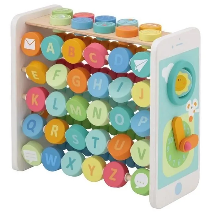 Jeu d'éveil en bois 4 en 1 - SEVI - Boulier et Alphabet 2.0 - Enfant - Mixte - A partir de 3 ans - Multicolore-1