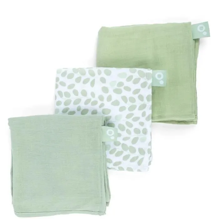 Lot de 3 langes - DOOMOO - Gaze de coton biologique - Certifié Oeko-Tex - Vert-0