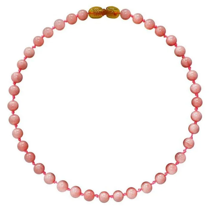 Collier pour bébé pierre naturelle - Quartz Rose-0