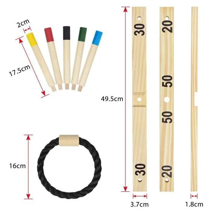 Jeu de lancer d'anneaux Jeu de lancer pour enfants Jouet de jardin pour enfants et adultes amusant pour l'intérieur et l'extérieur-1