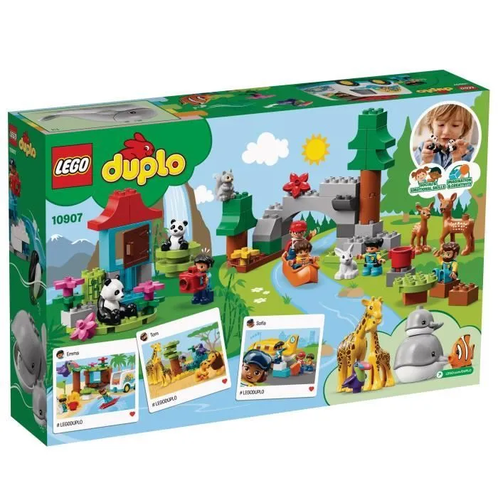 LEGO® 10907 DUPLO Les Animaux du Monde Jouet Éducatif pour Enfant de 2 - 5 ans incluant des figurines, un Avion et 15 Animaux Duplo-1