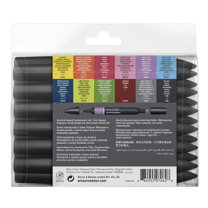 Feutres - Promarker - 12 couleurs + 1 blender - Winsor et Newton - Dessin - Illustration-2