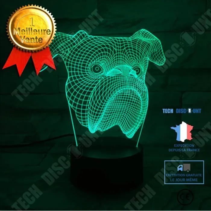 TD® Veilleuse 3D Led Lampe Mignon Chien Led Night Light 7 Couleurs Changeantes Sharpei Chien Lampe De Table Animaux Lumières Enfants-0