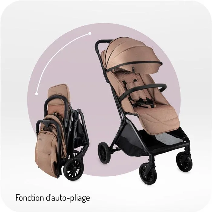 MoMi ANDREA Poussette Auto-pliant 0-22 kg - Légère 7,3kg - Kit d'accessoires – Sac à dos - Barre de sécurité rotative – Marron-2