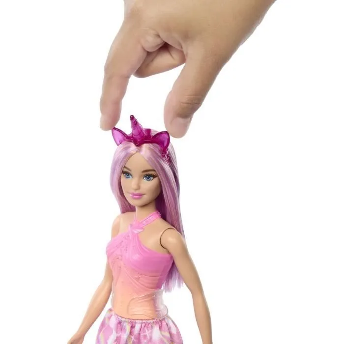Barbie-Poupées Licorne avec cheveux fantaisie et tenues effet dégradé HRR13-3