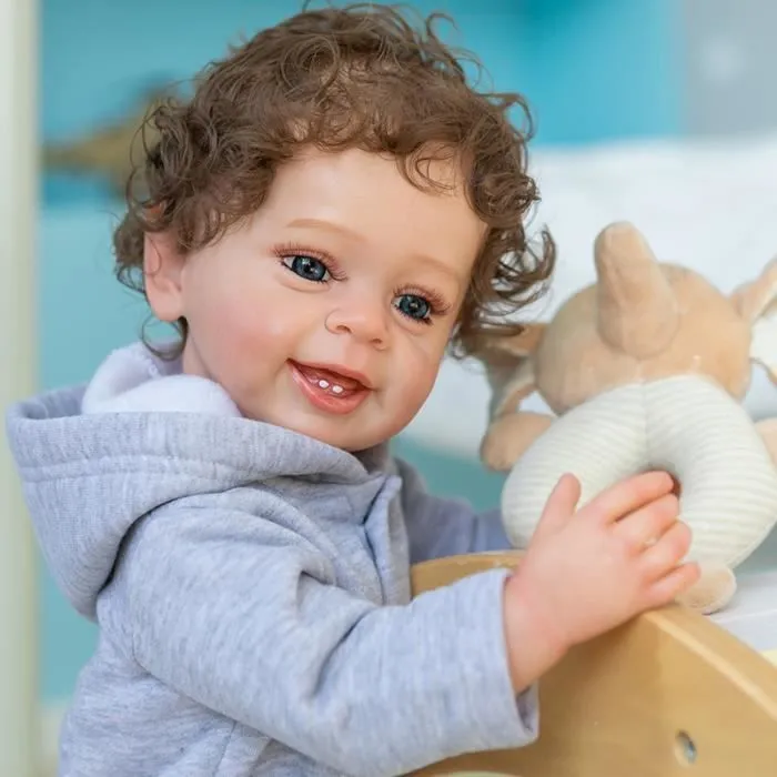 Yannik – poupée bébé garçon Reborn en Silicone souple, 55CM, corps complet, toucher réel, cadeau idéal pour enfants, jouet de bain-3