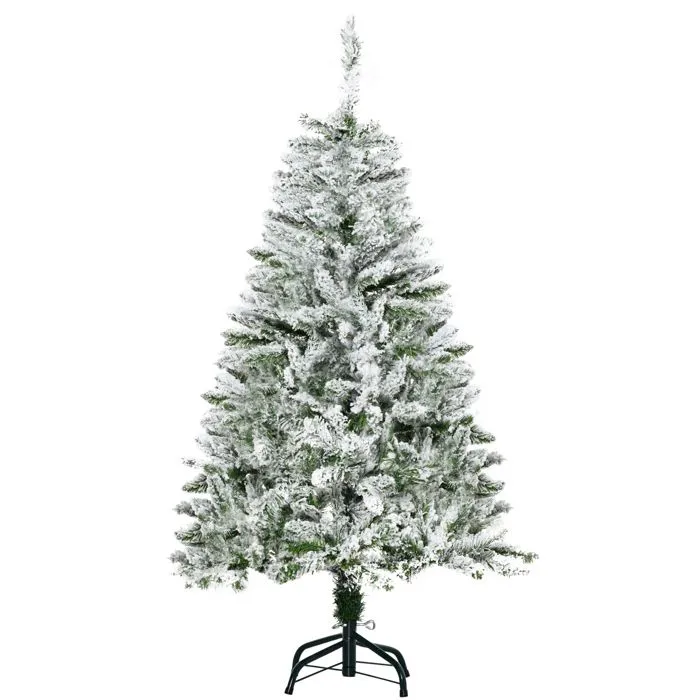 HOMCOM Sapin de Noël Artificiel enneigé 120H cm 200 Branches épines Imitation Nordmann Grand réalisme-0