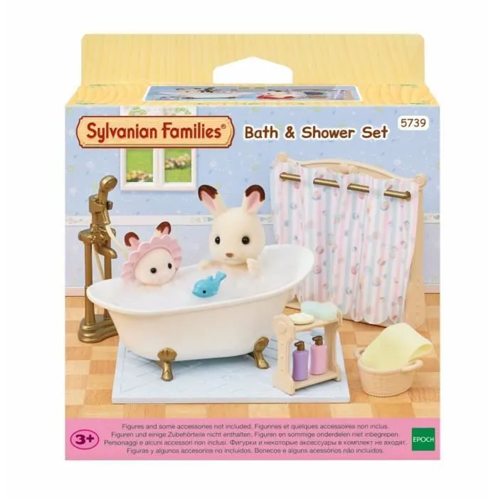Le set baignoire et douche - SYLVANIAN FAMILIES - 5739 - Ensemble de salle de bain avec accessoires-0