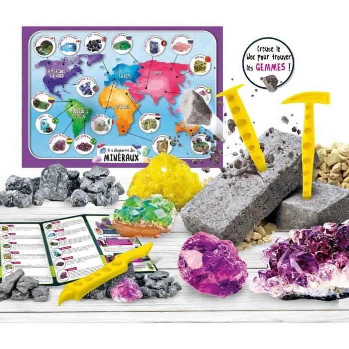 Découverte des minéraux - Kit Scientifique - I'M A GENIUS POCKET - Bloc à creuser-1