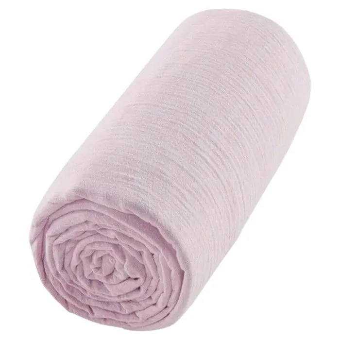 Drap housse uni en gaze de coton   Vieux Rose 90x190 cm-2