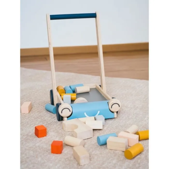 Chariot de marche Tendresse - Plan Toys - Pour Bébé de 12 mois et plus - 24 cubes en bois inclus-2