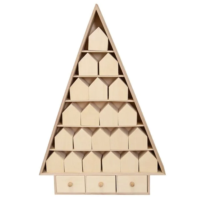 Calendrier de l'avent sapin de Noël en bois 52 x 35 cm-0