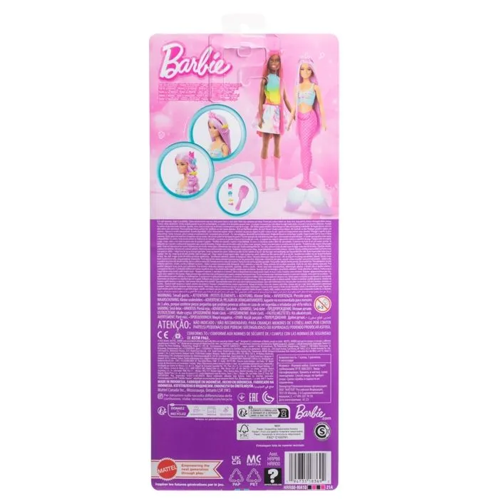 Barbie Sirène Poupées avec Cheveux Roses de 18 cm de Long et Accessoires colorés pour s’Amuser à coiffer, comme Un Serre-tête et-5