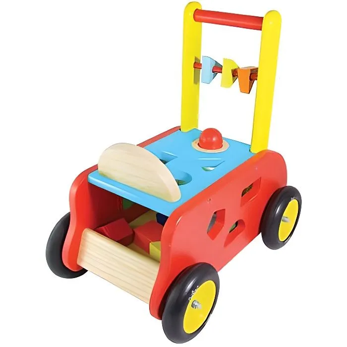 Porteur - Pousseur multiactivités en bois VILAC - 3 en 1 - Rouge - Mixte - A partir de 12 mois-0