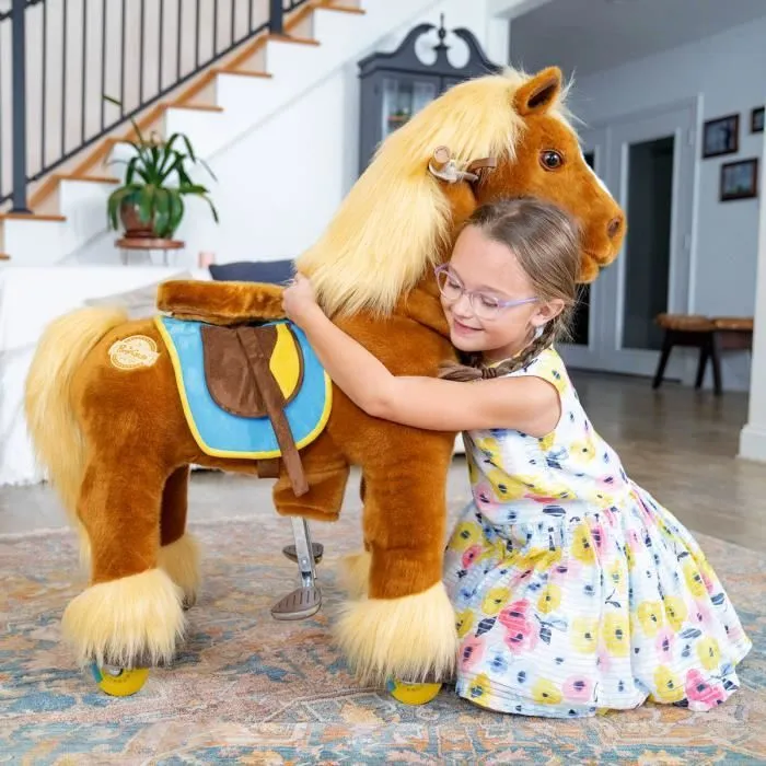 PonyCycle - Modèle X - Cheval Jouet Mécanique à Roulettes avec Frein - Taille 4 pour 4-8 ans - Brun-3