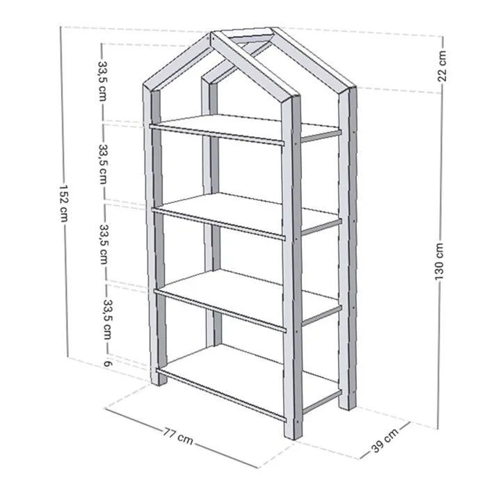 Etagère cabane TALLY - bois verni et blanc-2