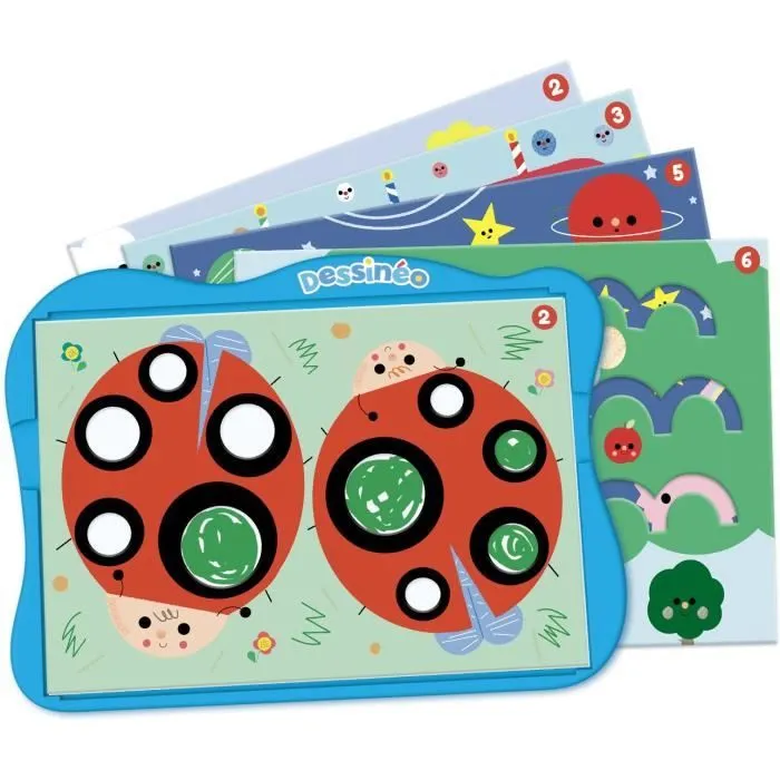 Jeu de loisirs créatifs - NATHAN - Dessinéo premiers dessins - 16 modèles évolutifs - A partir de 2 ans - Bleu-2