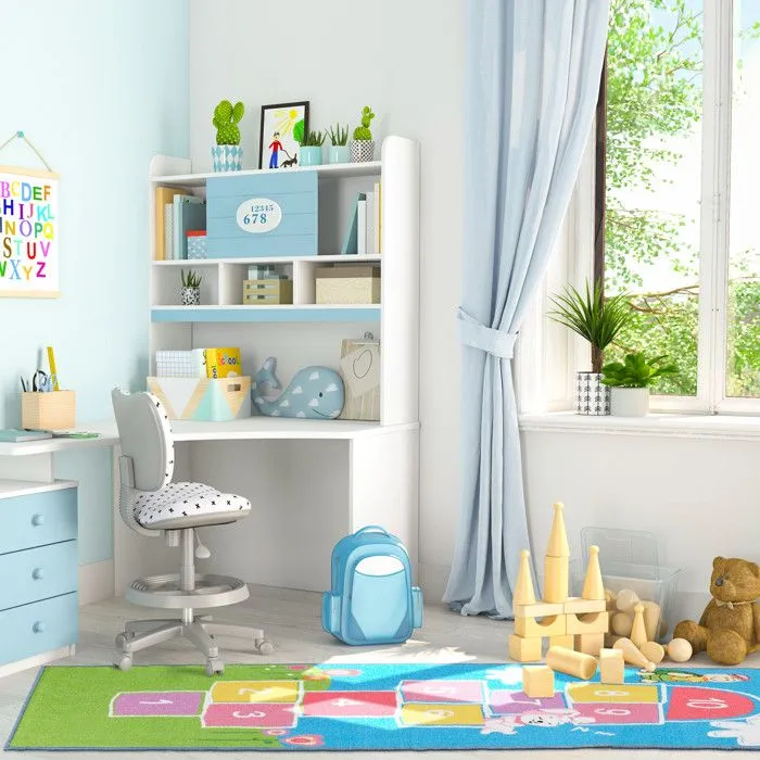 Relaxdays Tapis de marelle, 180 x 70 cm, 10 cases, à poils courts, dessous caoutchouté, jeu éducatif, multicolore-1